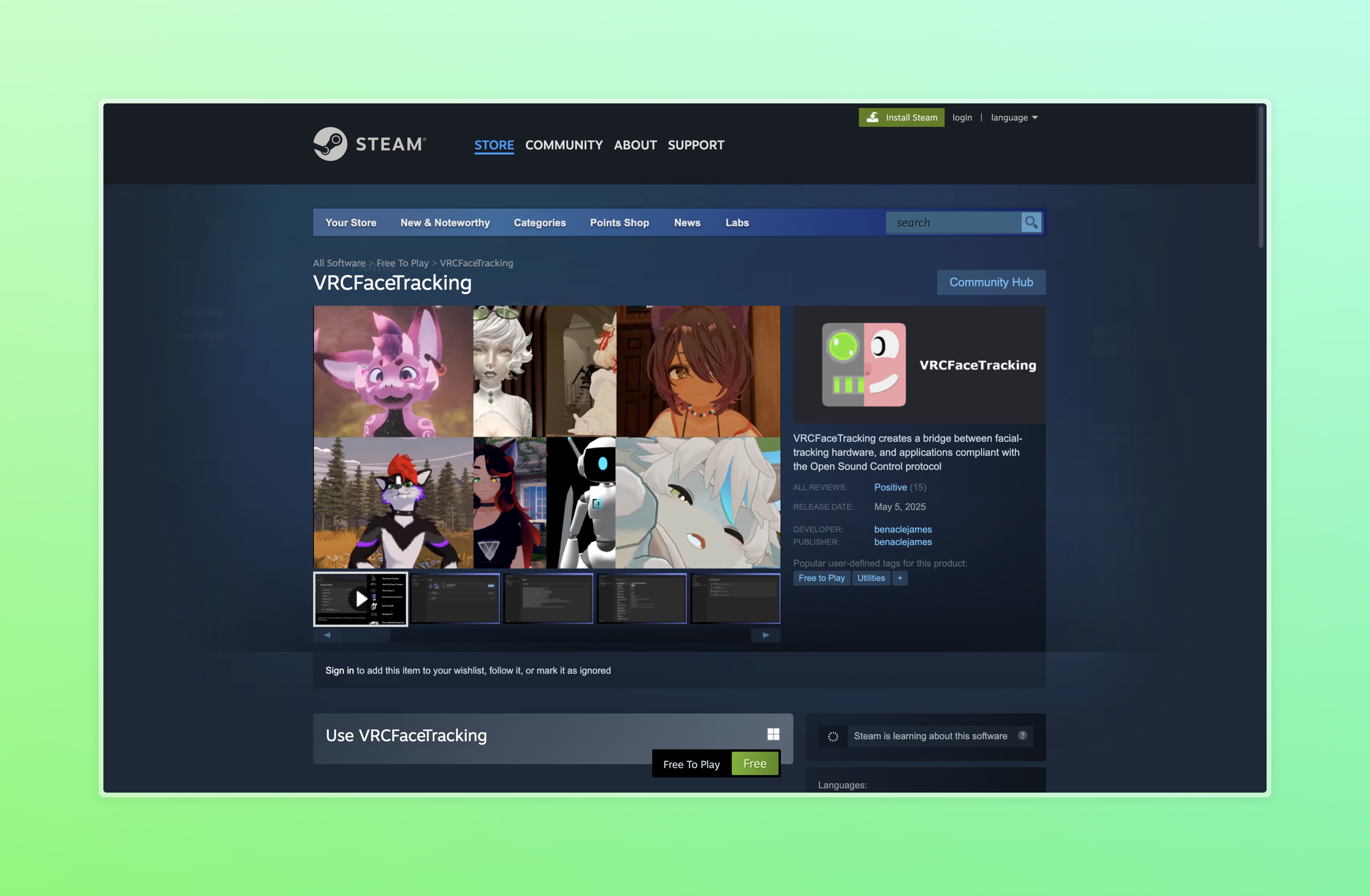 VRCFaceTracking Steam Download's image