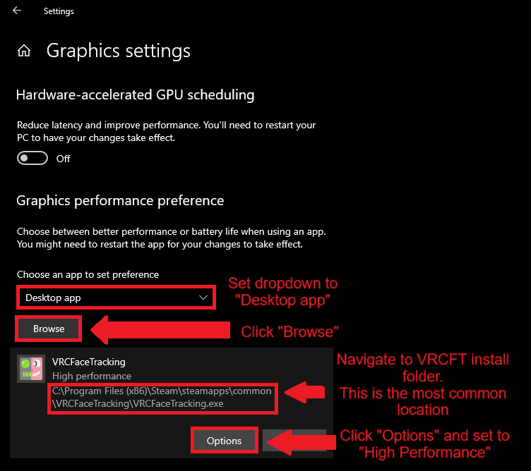 Set Windows Custom Graphics Settings